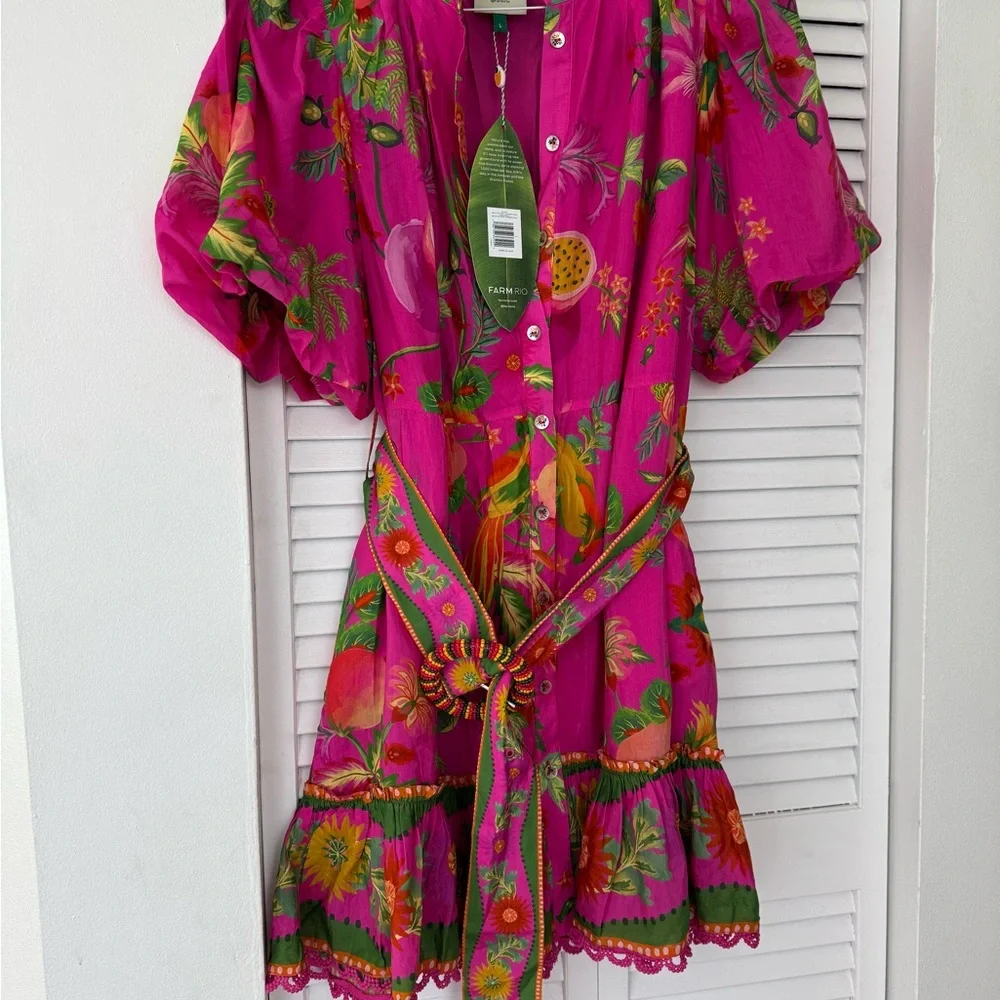 FARM Rio Fuchsia Floral Midi Dress - Picture 3 of 5
